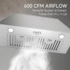imageHermitlux 30 inch BuiltinInsert Range Hood 600 CFM 3 Speed Vent Hood DuctedDuctless Convertible Stainless Steel Range Hoods with Bright LED Light Baffle Filters and Charcoal FiltersModern Design
