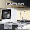 imageHermitlux Countertop Dishwasher 6 Wash Programs Slim Size Portable DishwasherBlack Glass Door 10 Functions