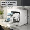 imageHermitlux Countertop Dishwasher 6 Wash Programs Slim Size Portable DishwasherBlack Glass Door 10 Functions