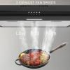 imageHermitlux Under Cabinet Range Hood 30 inch Black Vent Hood With 3 Speed Exhaust Fan Ducted And Ductless Convertible LED Bright Light Bulbs and Charcoal FilterMatte Black