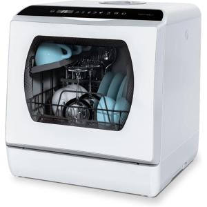 imageHermitlux Countertop Dishwasher 6 Wash Programs Slim Size Portable DishwasherGlass Door