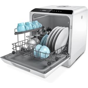imageHermitlux Countertop Dishwasher 6 Wash Programs Slim Size Portable DishwasherSolid Door