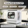 imageHermitlux Portable Countertop Dishwashes 5 Washing Programs Mini Dishwasher with 5Liter Builtin Water Tank for Apartments ampamp RVs Tabletop Dishwasher with LED Light ampamp Glass Door No Hookup NeededGlass Door