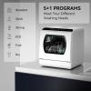 imageHermitlux Portable Countertop Dishwashes 5 Washing Programs Mini Dishwasher with 5Liter Builtin Water Tank for Apartments ampamp RVs Tabletop Dishwasher with LED Light ampamp Glass Door No Hookup NeededGlass Door
