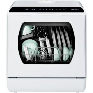 imageHermitlux Portable Countertop Dishwashes 5 Washing Programs Mini Dishwasher with 5Liter Builtin Water Tank for Apartments ampamp RVs Tabletop Dishwasher with LED Light ampamp Glass Door No Hookup NeededGlass Door